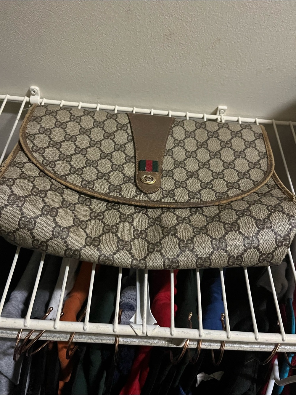 Gucci GG Supreme Sherry Web Clutch